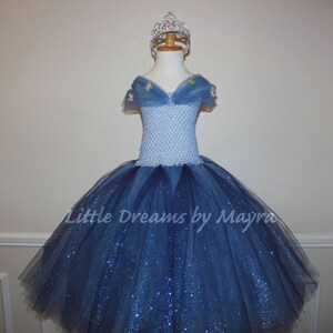 Blue princess inspired tutu dress, Glitter tutu dress size nb to 12years