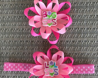 Set of big sis and lil sis bows