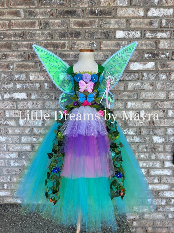 Butterfly Fairy Tutu Dress with Wings - Garden Princess Costume