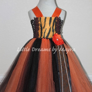 Tiger tutu dress and matching hair piece, Tiger birthday party, safari birthday party dress size nb to 12years