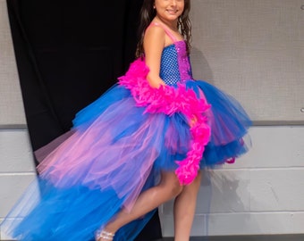 Fun fashion tutu dress, Navy and hot pink tutu dress, high low tutu dress available in size nb to 14 years