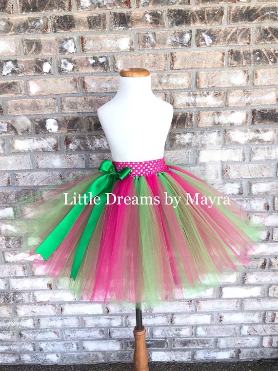 Hot pink and green tutu skirt, Cheerleader tutu skirt available in size nb  to 12years