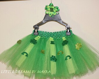 St. Patrick tutu and matching hair piece size nb to 4T