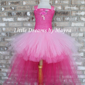 High low flamingo tutu dress, flamingo birthday party costume, Low High flamingo birthday party outfit size nb to 14years image 4