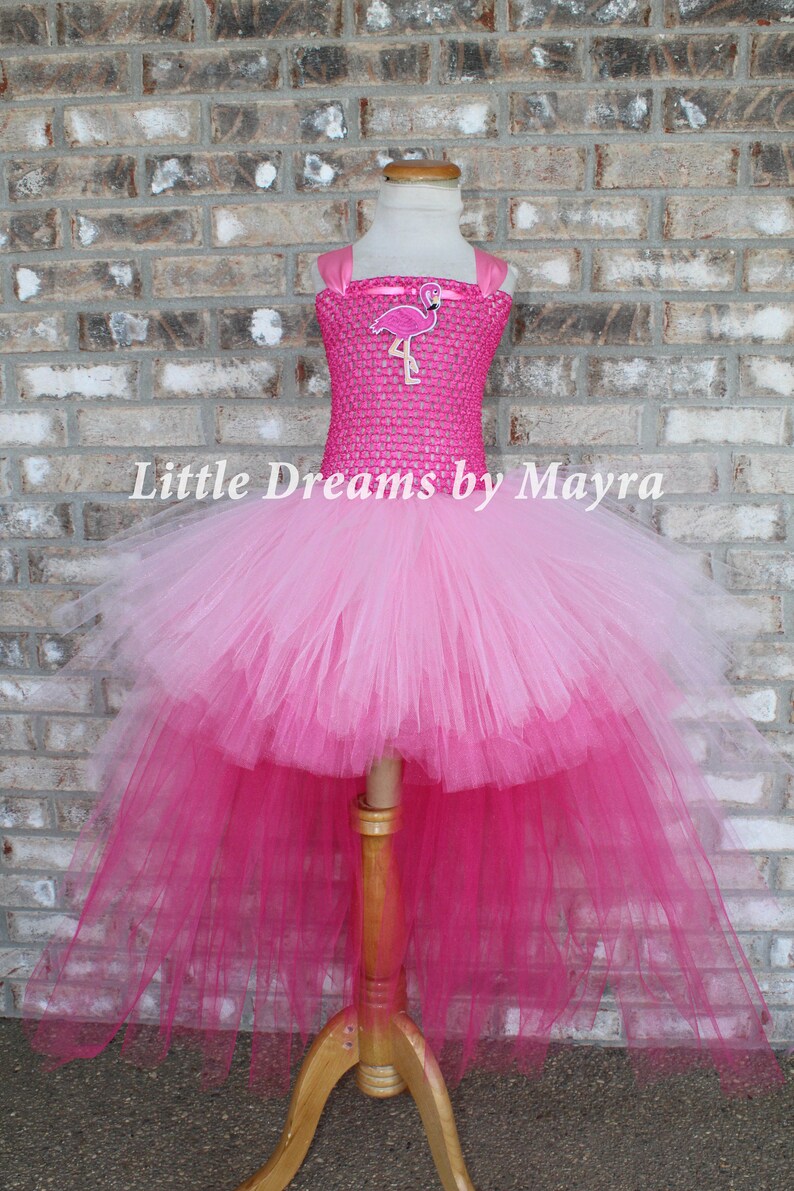 High low flamingo tutu dress, flamingo birthday party costume, Low High flamingo birthday party outfit size nb to 14years image 4
