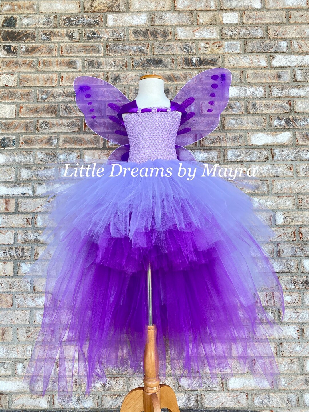 Purple or Pink Fairy Dress With Wings and Hairpiece, Size Newborn to