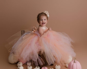 Pumpkin tutu dress and matching hairpiece size nb to 10years