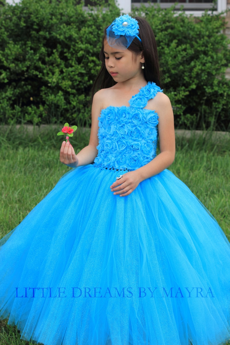 Turquoise Flower Girl Dress Turquoise Tutu Dress Pageant Etsy