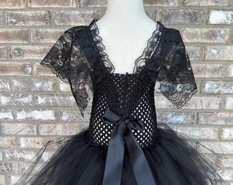 Black Lace Tutu Dress, Witch Tutu Dress, Halloween Costume