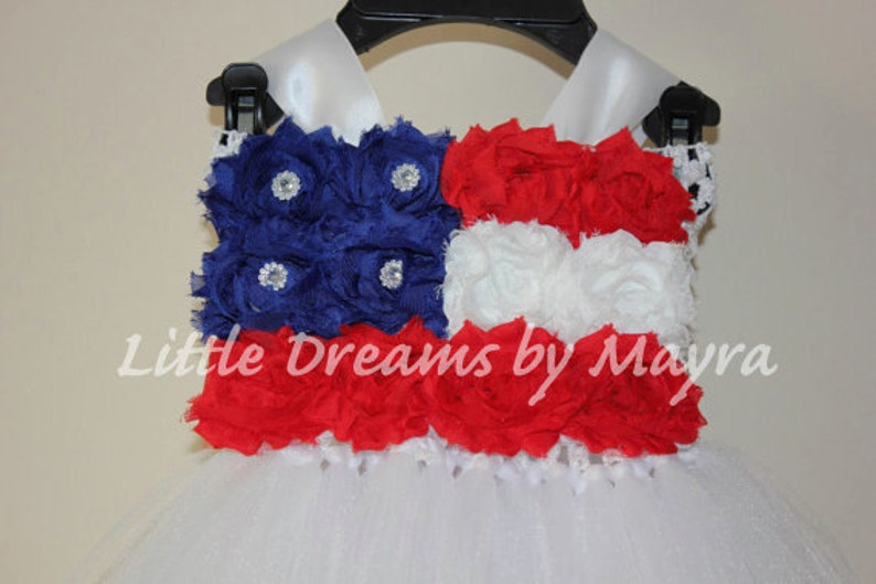 Patriotic 4th of July tutu dress Miss America tutu dress and matching hairclip size nb to 12years image 2