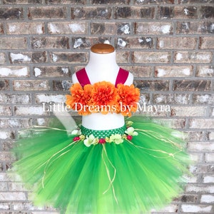 Hawaiian inspired tutu outfit and hairpiece, Luau birthday party outfit available in any size