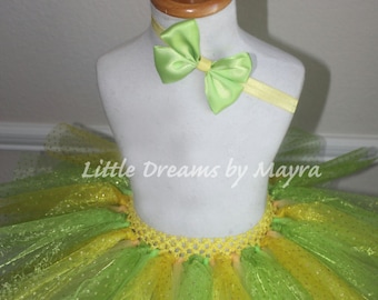 Lemonade tutu skirt and matching bow - Lemonade outfit - Green and yellow tutu - 1st birthday pink lemonade party tutu size nb to 4T