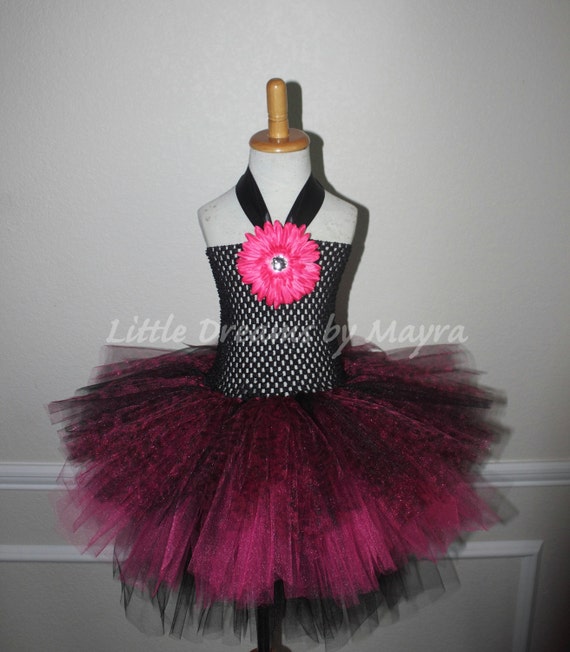 pink and black tutu dress