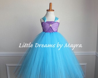 Mermaid birthday party dress - Mermaid princess dress - Mermaid tutu dress size nb to 9years