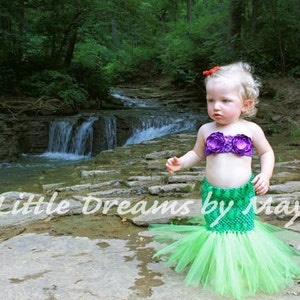 mermaid inspired tutu outfit and hair clip size newborn, 3m, 6m, 9m, 12m, 18m, 24m, 2T, 3T, 4T image 1