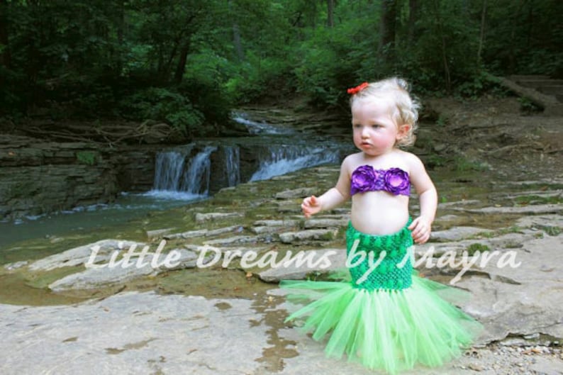 mermaid inspired tutu outfit and hair clip size newborn, 3m, 6m, 9m, 12m, 18m, 24m, 2T, 3T, 4T image 1