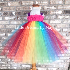 Rainbow tutu dress, Rainbow flower girl tutu dress and matching hairpiece, rainbow birthday outfit