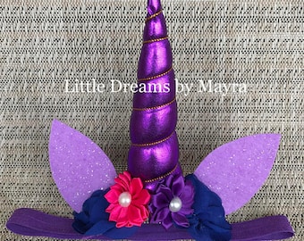 Purple Unicorn birthday party headband inspired fit any size