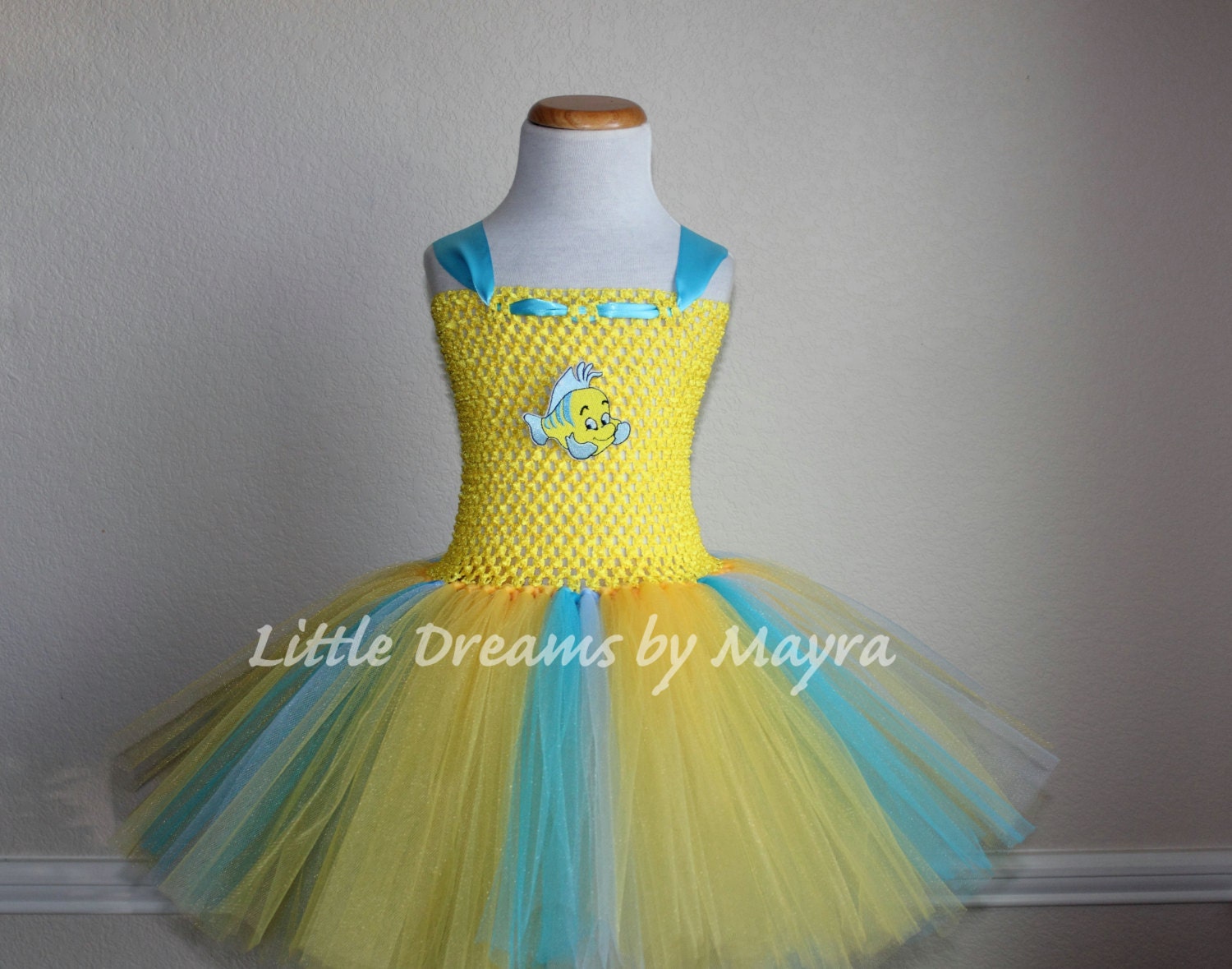 Flounder inspired tutu dress and bow The Little mermaid Etsy