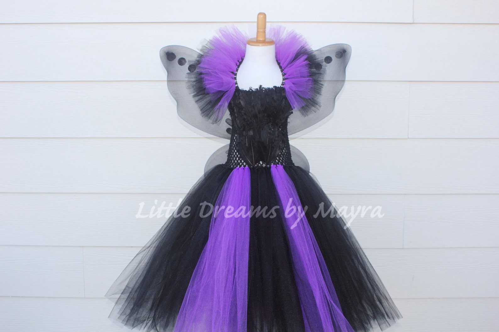 Maleficent inspired dress with feathers horns headband and Etsy