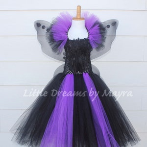Black tutu dress with feathers, horns headband and wings included available in size nb to 12years