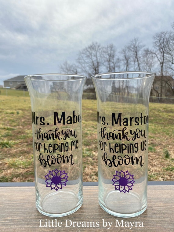 Personalized Appreciation Teacher day gift, Teacher flower vase, Teacher birthday gift, Group class gift, Thanks for helping me bloom gift