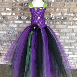 Purple, black and green tutu dress, Halloween tutu dress size nb to 14years