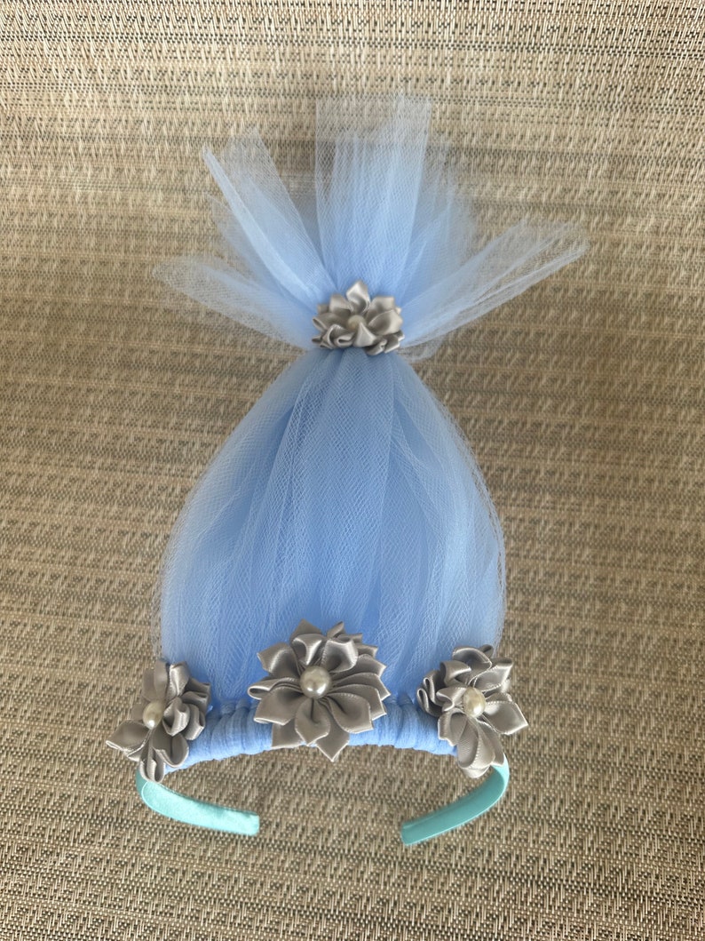 Tulle headband fit any size Light blue