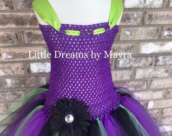 purple and green tutu dress Black Green Orange Purple Halloween Witch Tutu Dress & Hat Costume