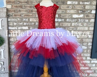 4 july hoch tief Tutu Kleid - Festzug Tutu Kleid - Feuerwerk inspiriert Tutu Kleid Größe nb bis 14 Jahre