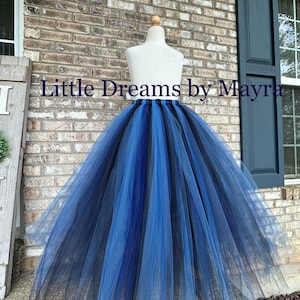 Shades of blue tutu skirt, Halloween long tutu skirt, adult tutu skirt, long maternity tutu, long bachelorette tutu skirt