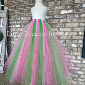 Pink and green tutu skirt, available in more colors, adult tutu skirt, long maternity tutu, long bachelorette tutu skirt, strawberry costume