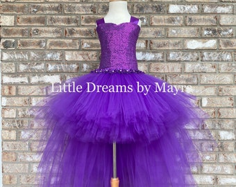 High low purple tutu dress, Purple birthday tutu dress, Fairy High low sequin tutu birthday party outfit size nb to 14years