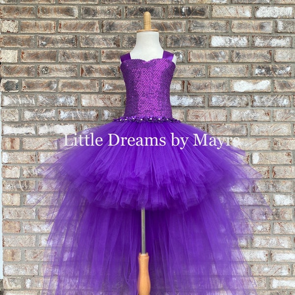 High low purple tutu dress, Purple birthday tutu dress, Fairy High low sequin tutu birthday party outfit size nb to 14years