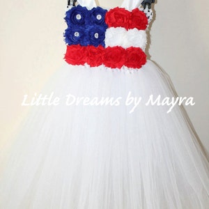 Patriotic 4th of July tutu dress - Miss America tutu dress and matching hairclip size nb to 12years