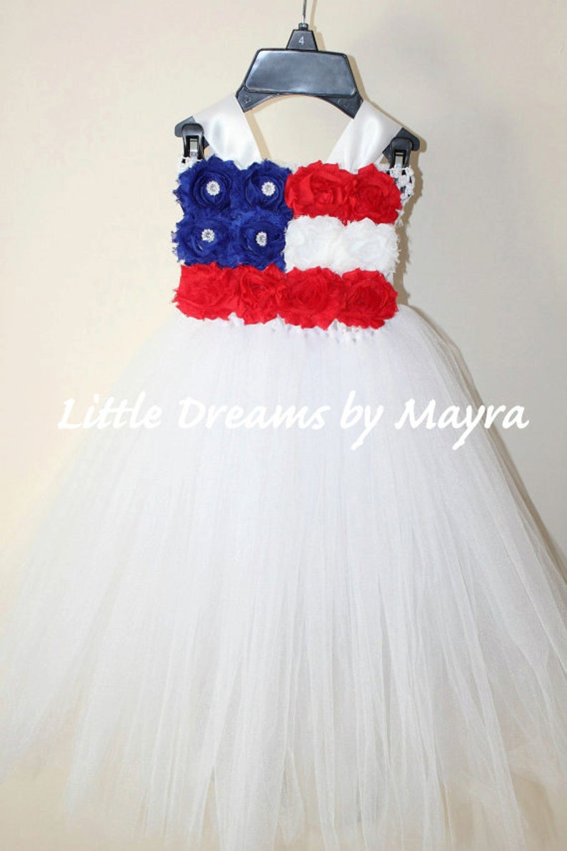 Patriotic 4th of July tutu dress Miss America tutu dress and matching hairclip size nb to 12years image 3