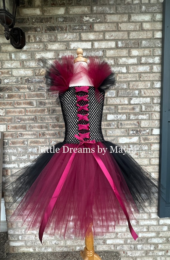Pirate tutu dress, peasant tutu dress, Burgundy and Black tutu dress size nb to 14years