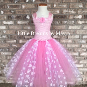 Pink Snowflake tutu dress, Pink Winterland tutu dress, Birthday tutu dress, Pageant tutu dress, Halloween tutu dress size nb to 14years