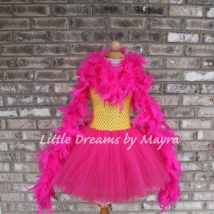 Hot pink and yellow Fancy inspired costume, pink butterfly inspired tutu dress, Fancy boa tutu dress size nb to 12years