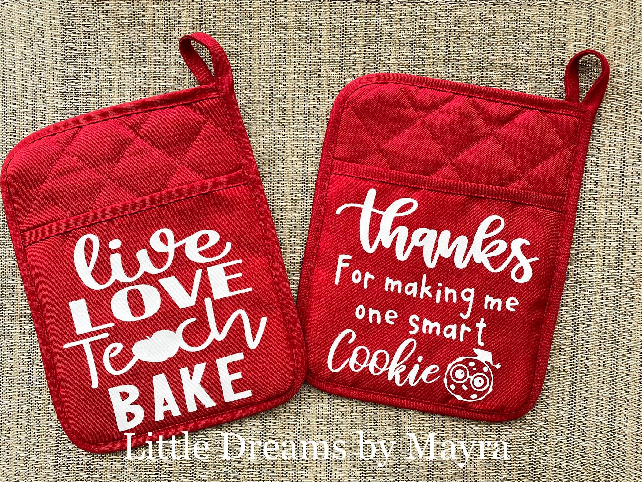 Teacher Oven Mitt Pot holders Personalized Potholder kitchen | Etsy