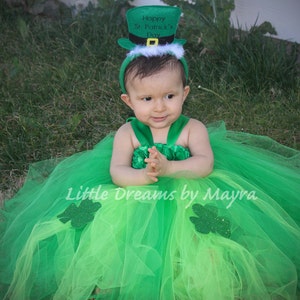 FAST SHIPPING - St. Patrick&#39;s Day tutu dress and FREE headband size nb to 9years