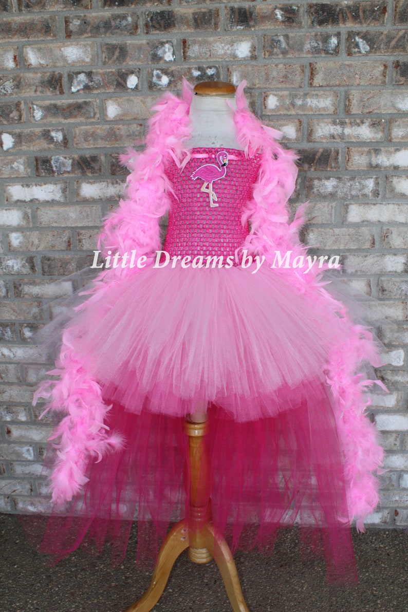 High low flamingo tutu dress, flamingo birthday party costume, Low High flamingo birthday party outfit size nb to 14years image 1
