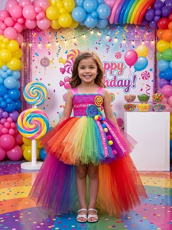 happy birthday tutu dress High Low Candyland Inspired and Matching Hairpiece - Lollipop Inspired Party Tutu Dress Size Nb to 12 Years Web Collection: Lace Dresses the dress boasts easy Key 90s Fashion Trends Size:UK18