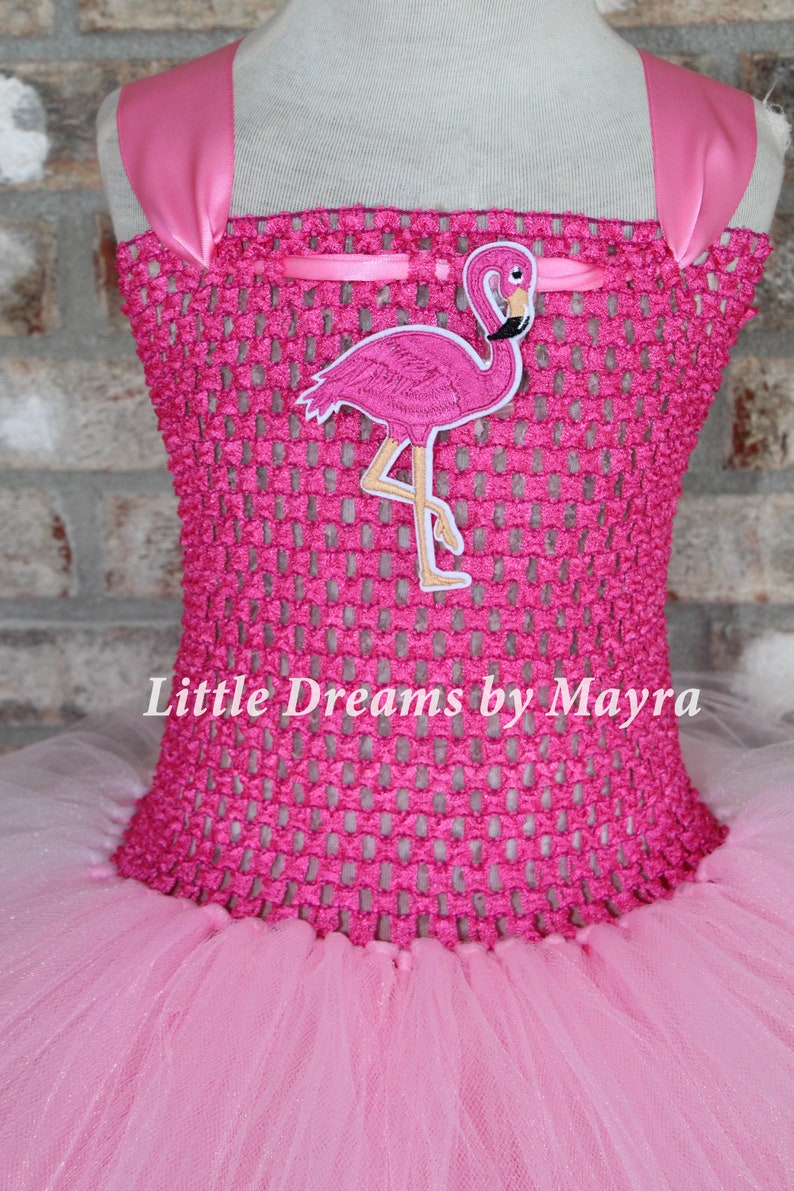 High low flamingo tutu dress, flamingo birthday party costume, Low High flamingo birthday party outfit size nb to 14years image 2