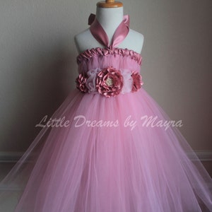 Rosy mauve flower girl tutu dress - Dusty rose flower girl dress size nb to 10years
