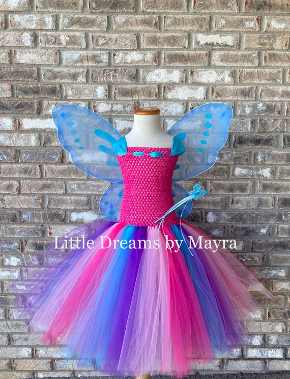 pink and blue tutu dress Pink and Blue Butterfly Tutu Dress With Wings, Wand and Hairclip, Princess  Fairy Butterfly Costume Size Newborn to 14years