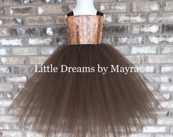 Snake tutu dress and matching hair piece, Safari birthday party dress size nb to 12years