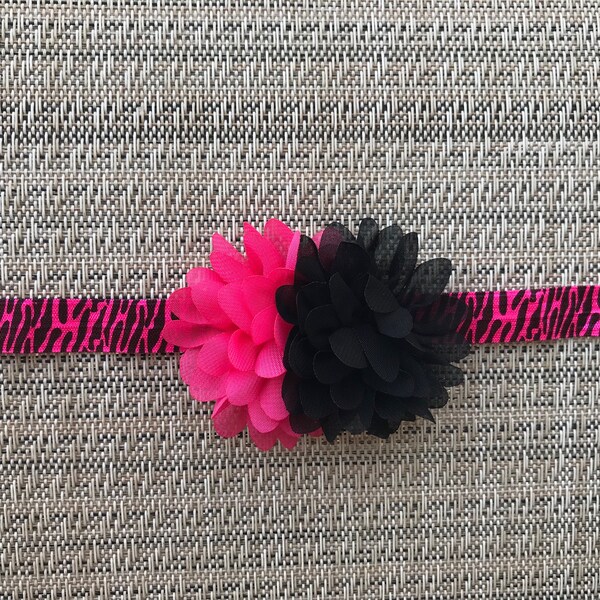 Hot pink zebra headband, Hot pink and black hairpiece