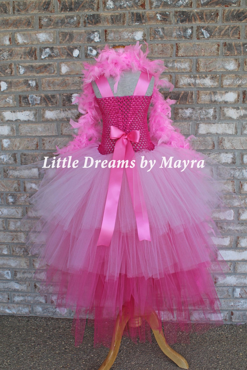 High low flamingo tutu dress, flamingo birthday party costume, Low High flamingo birthday party outfit size nb to 14years image 3