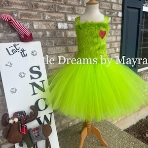 Green flurry dress, Christmas tutu dress, Halloween tutu dress, Green monster tutu outfit available size nb to 12 years